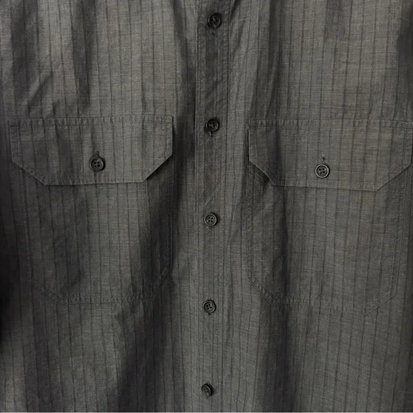 Theory Striped Button Down Long Sleeve Cotton Shirt - Picture 3 of 5